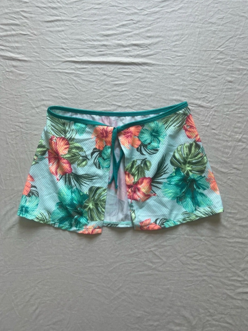 Justice Girl’sTropical Floral Swim Skirt - Teal & Coral